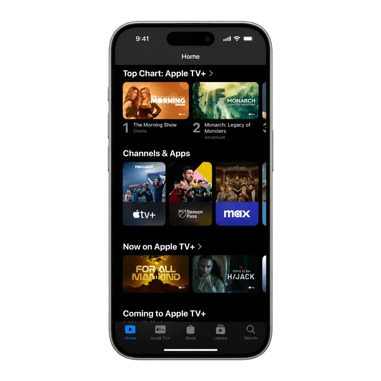 Example phone screen showing its native entertainment interface
