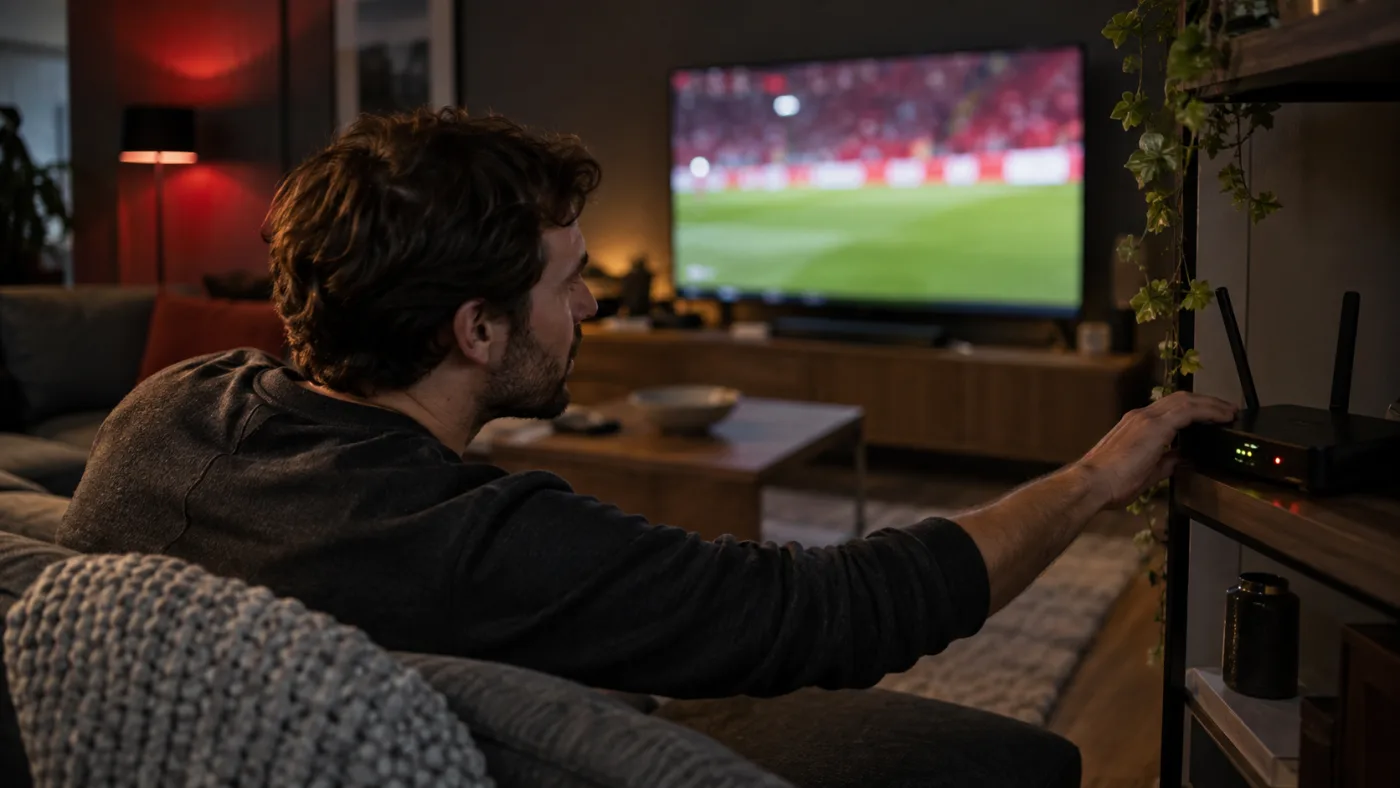 A viewer checking a home Wi-Fi router